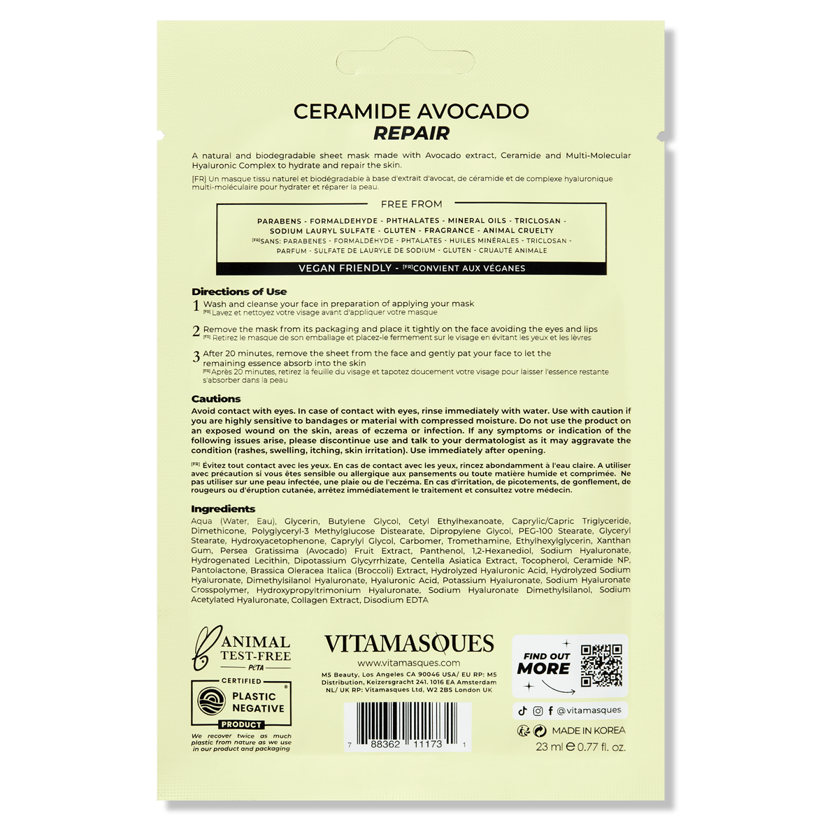 Ceramide Avocado Repair Face Sheet Mask, designed to hydrate and repair with natural ingredients. Discover ocean friendly skincare brands at Eco Skincare.