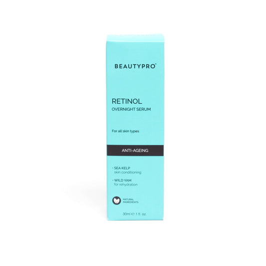 BeautyPro Retinol Anti-Aging Overnight Face Serum for smoother, youthful skin with natural, eco-friendly ingredients. Ideal for sustainable beauty routines and cruelty-free anti-aging care