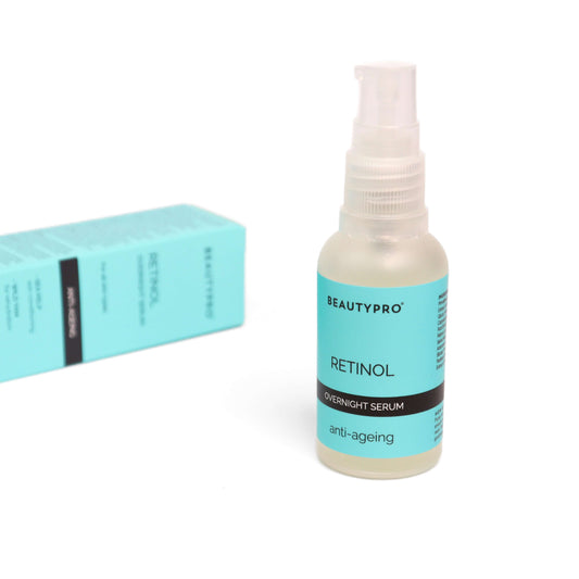 BeautyPro Retinol Anti-Aging Overnight Face Serum for smoother, youthful skin with natural, eco-friendly ingredients. Ideal for sustainable beauty routines and cruelty-free anti-aging care
