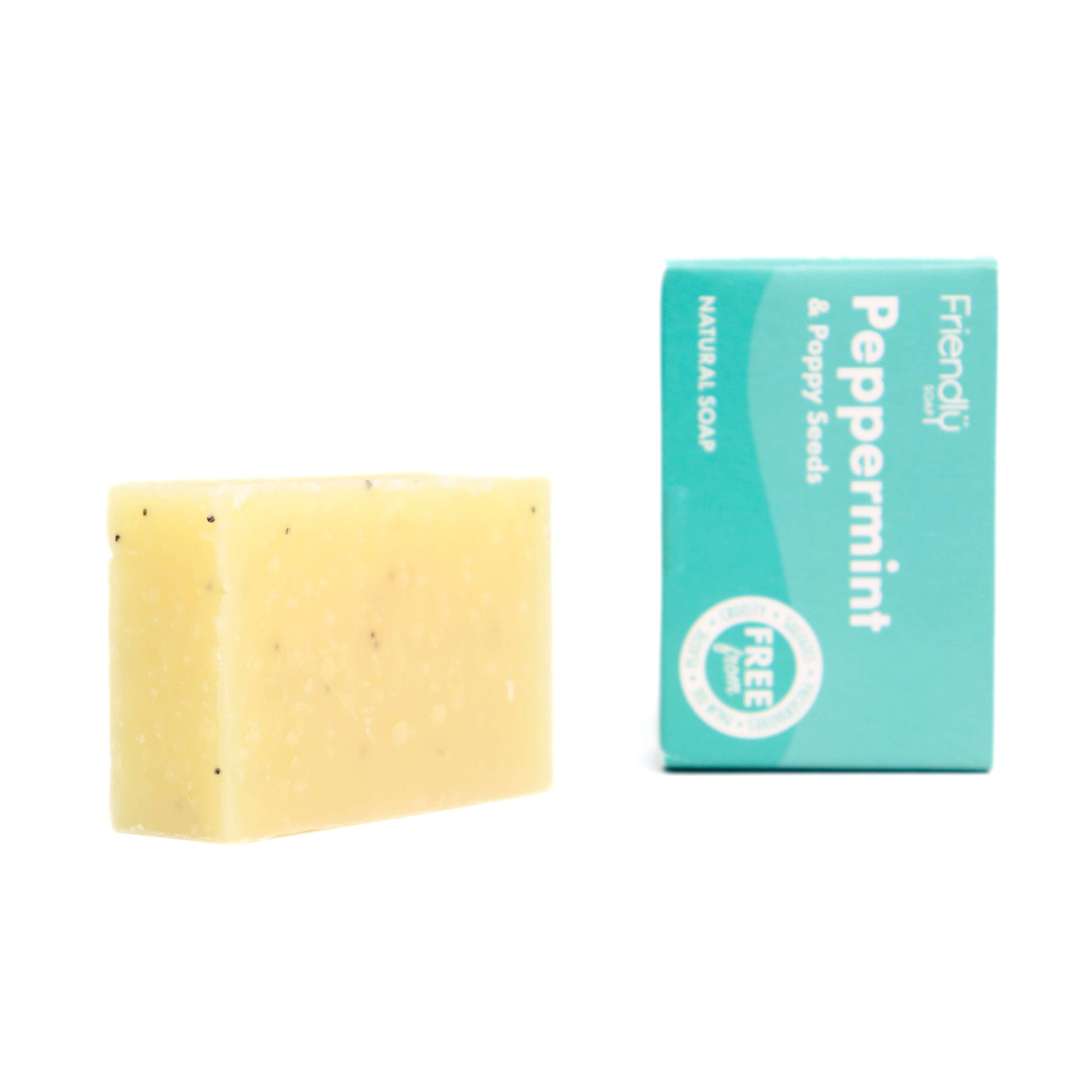 Natural, Zero-Waste Peppermint & Poppy Seed Exfoliating Soap for Smooth, Revitalised Skin. Discover sustainable beauty brands with Eco Skincare.