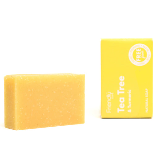 Vegan, Cruelty-Free Tea Tree & Turmeric Soap Bar for Clear, Radiant Skin. Discover sustainable beauty brands with Eco Skincare.