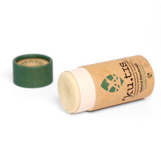 Lavender & Geranium Natural Deodorant – vegan, cruelty-free, and aluminium-free. Discover our wide range of sustainable beauty brands at Eco Skincare.