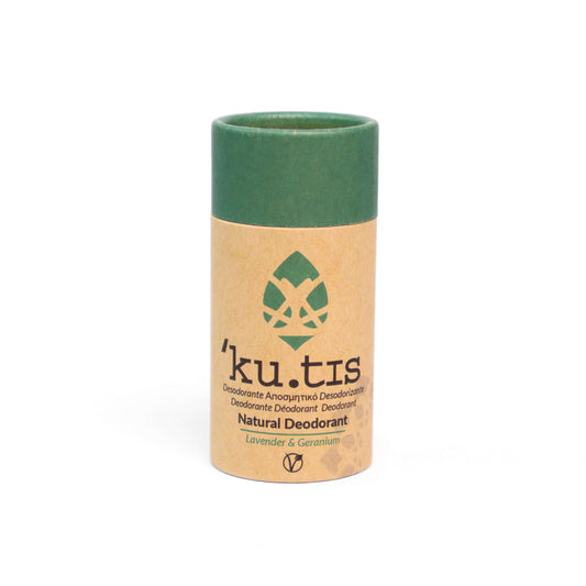 Lavender & Geranium Natural Deodorant – vegan, cruelty-free, and aluminium-free. Discover our wide range of sustainable beauty brands at Eco Skincare.