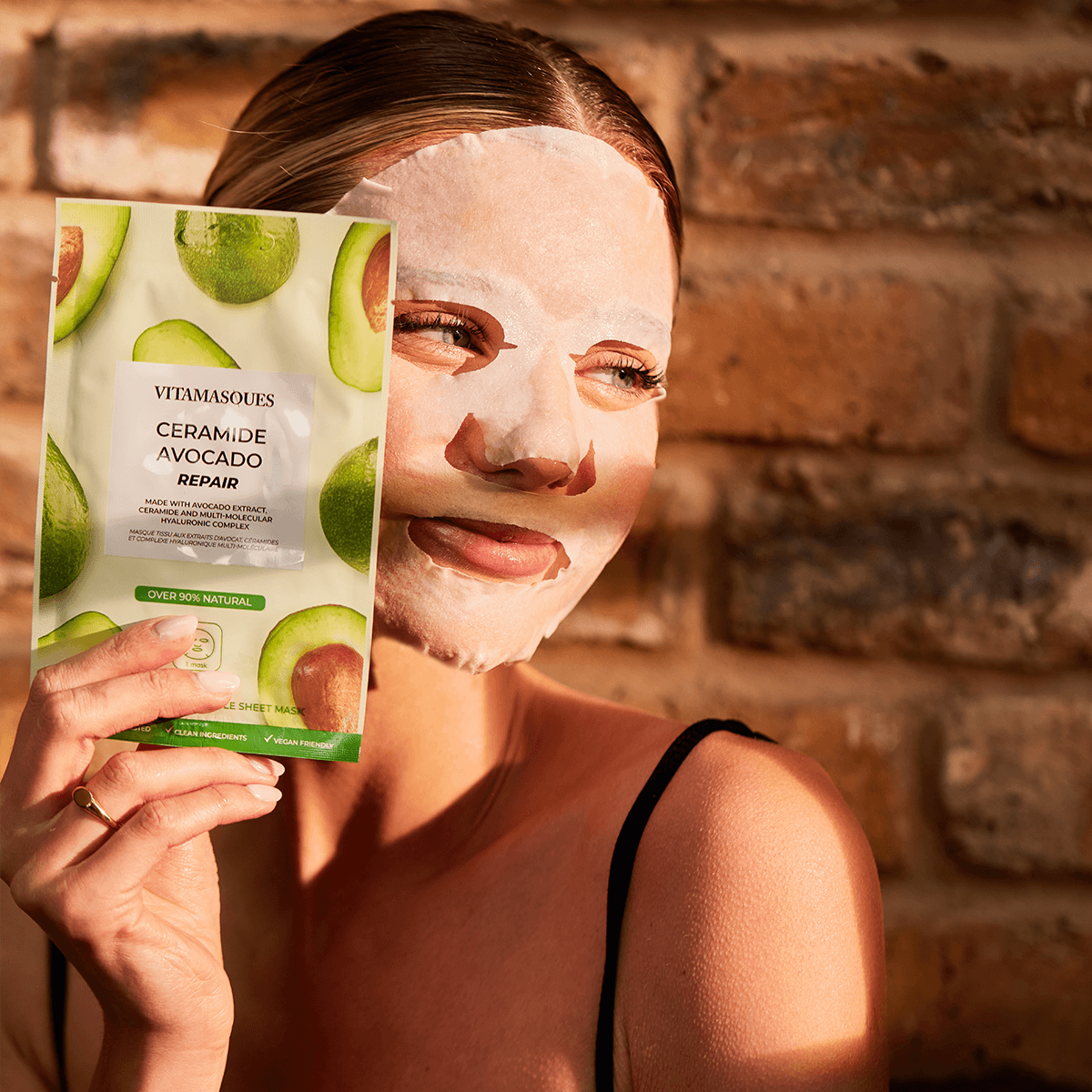 Ceramide Avocado Repair Face Sheet Mask, designed to hydrate and repair with natural ingredients. Discover ocean friendly skincare brands at Eco Skincare.
