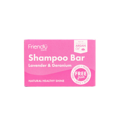 Natural, Plastic-Free Lavender & Geranium Shampoo Bar for Healthy Hair & Scalp. Discover sustainable beauty brands with Eco Skincare.